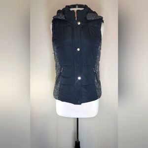 Ci Sono Women's Black/Gray Puffer Quilted Vest Jacket Size Medium